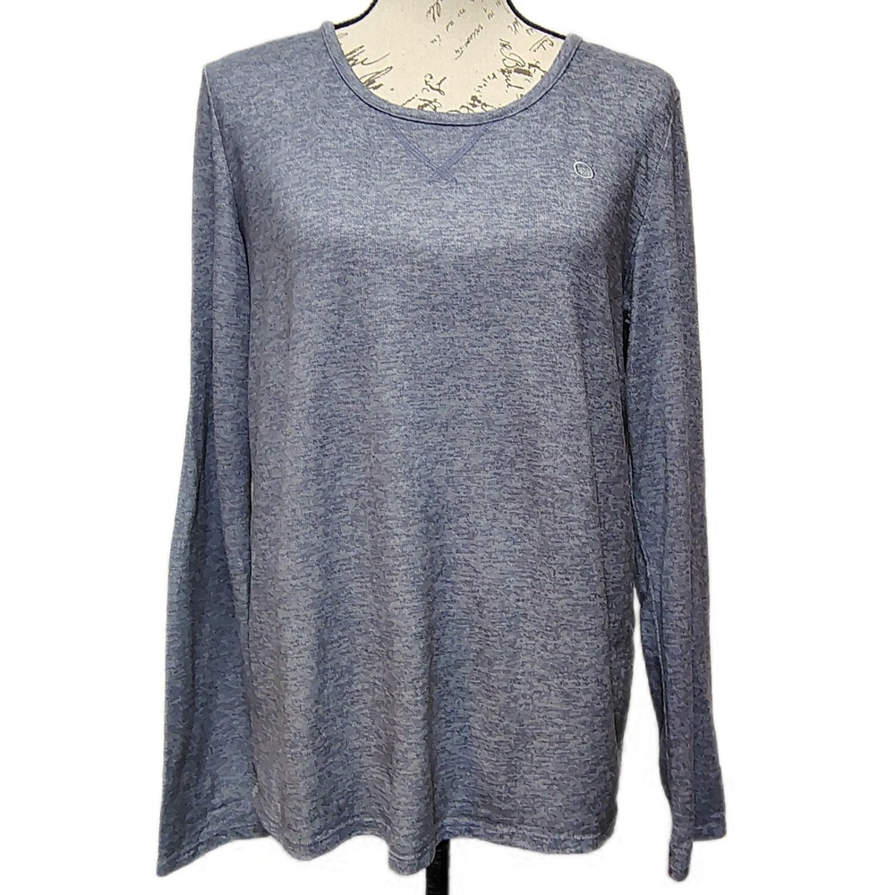 Born Womens Loungewear Pajama Long Sleeve Shirt Large Blue Heathered Comfy Soft
